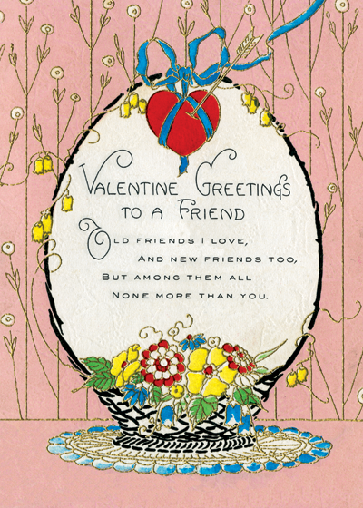 Basket of Flowers - Valentine's Day Greeting Card