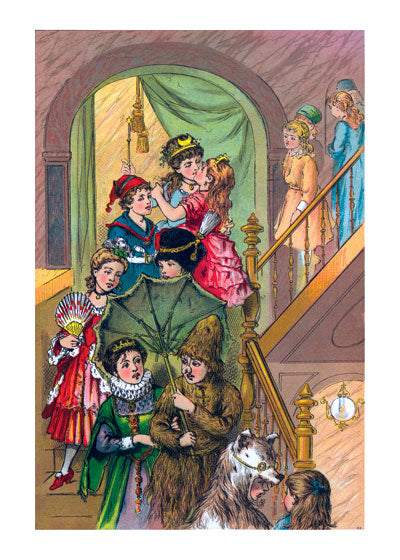 At the Costume Ball: On the Staircase - Celebration Greeting Card