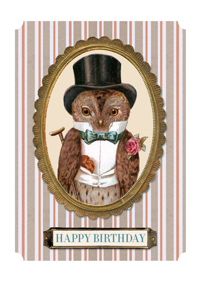 Elegant Owl - Birthday Greeting Card